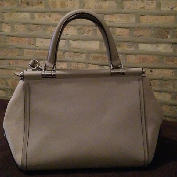 Large Leather and Suede Coach Handbag - Picture 2 of 3